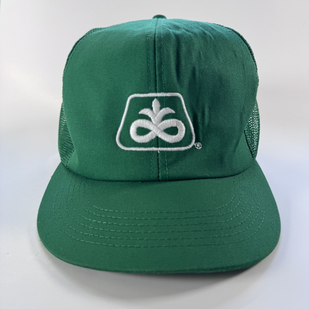 Vtg K-Products Pioneer Seeds Trucker Hat Cap Green Made USA Farm Snapback Iowa